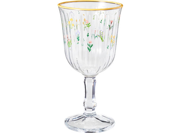 Vinglass blomster print 240ml 16cm 2ass 