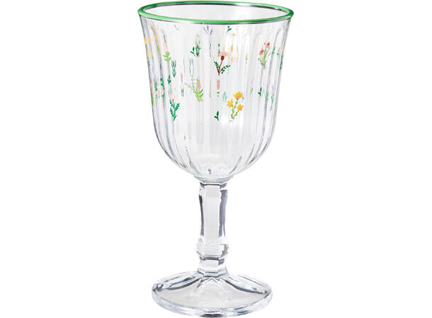 Vinglass blomster print 240ml 16cm 2ass 