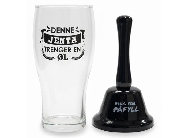 Ølglass m/bjelle Denne jenta 0,5l 16cm Bjelle: Ring for påfyll 