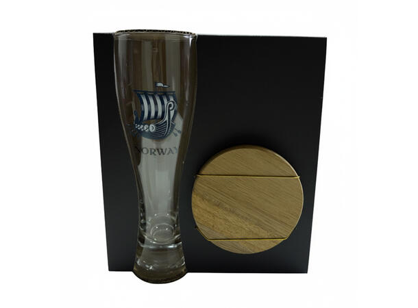 Ølglass m/coaster Vikingskip 0,5l 21cm 