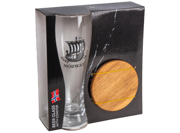 Ølglass m/coaster Vikingskip 0,5l 21cm 