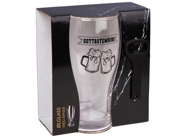 Ølglass m/åpner Guttastemning 0,5L 16cm Volum: 570ml. Tåler oppvaskmaskin. Fpk:6 
