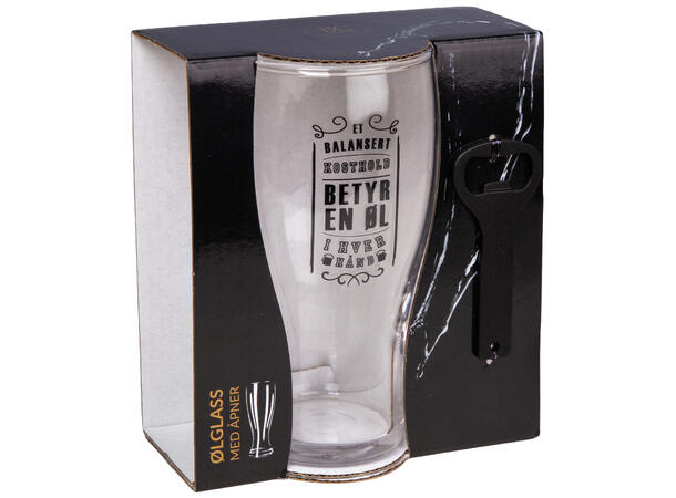 Ølglass m/åpner Øl i hver hånd 0,5L 16cm Volum: 570ml. Tåler oppvaskmaskin. Fpk:6 