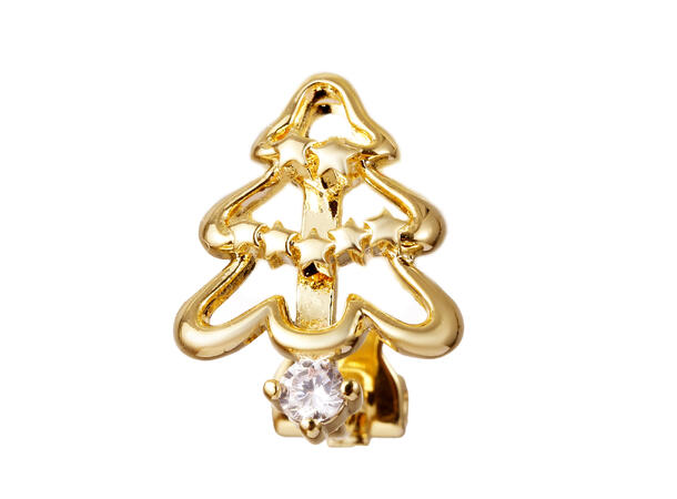 Øreklips juletre gull par i gaveeske Sink uten kadmium, nikkel, bly 