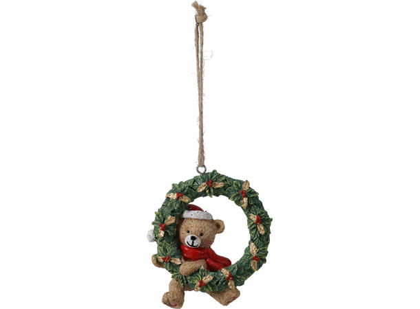 Bamse i krans henge 8x9cm 2ass Display 12stk Vekt 75gr 