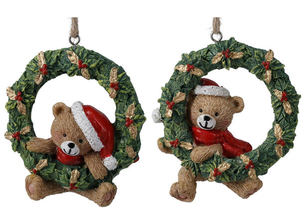 Bamse i krans henge 8x9cm 3ass Display 12stk Vekt 75gram 