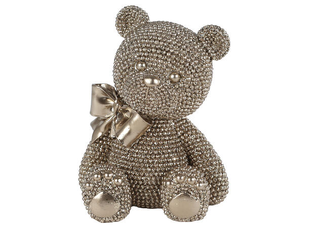 Bamse sittende gull polyresin 10x8x13cm 