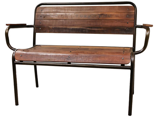 Benk natur/sort tre/metall 116x60x85cm 