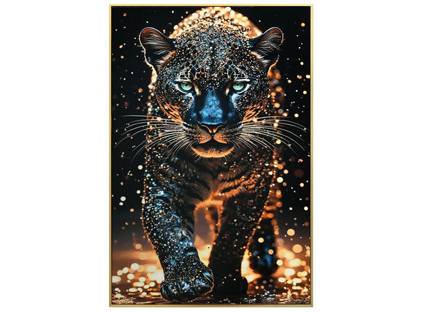 Bilde Lerretstrykk Tiger 60x90cm Shiny foliert fototrykk med gullramme 