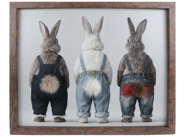 Bilde trykk hare jeans brun/blå 50x60cm Plysj haledusk 