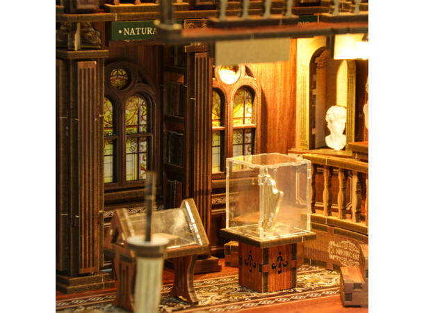 Book Nook Filosofi Bibliotek 23x18x11cm MDF papir stoff LED lys uten batteri 