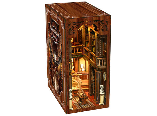 Book Nook Filosofi Bibliotek 23x18x11cm MDF papir stoff LED lys uten batteri 