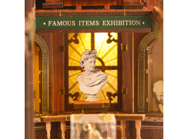 Book Nook Filosofi Bibliotek 23x18x11cm MDF papir stoff LED lys uten batteri 