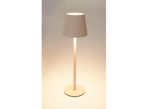 Bordlampe LED sand metall 10,5x36cm Varmhvitt lys, dimbart, opplades via USB 