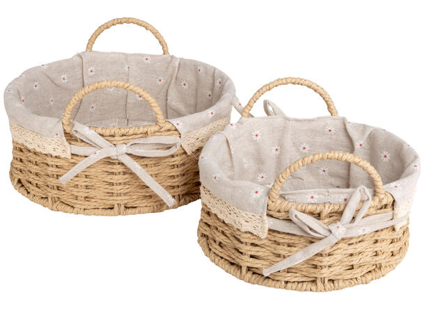 Brødkurv flettet m/blomst 25x10cm s/2 20x10cm 25x10cm 