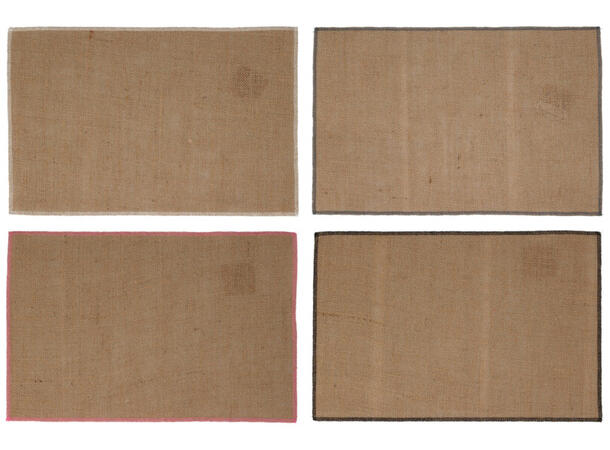 Dekkebrikke Jute fargekant 45x30cm 4ass Vekt:40gram 