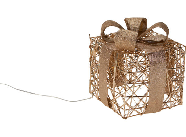 Dekor gavesett m/LED-lys 15-20-25cm s/3 Batteri:3xAA på hver (S-M-L) Timer: 6/18 