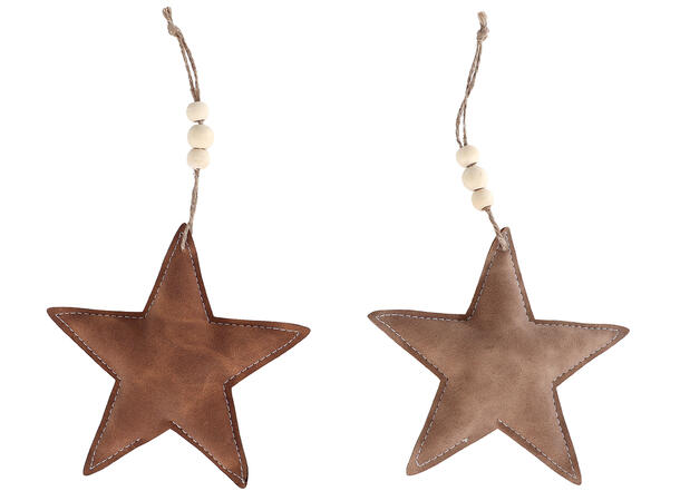 Dekor stjerne brun/beige PU h:12cm 2ass 