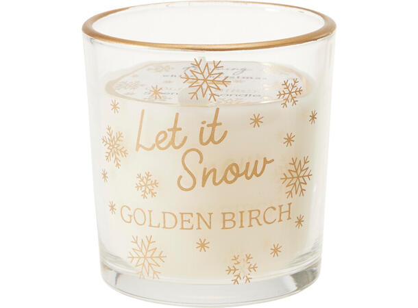 Duftlys glass m/gulldekor 7x7,5cm 2ass Display 12stk Brenntid 24t 