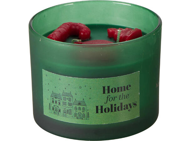 Duftlys m/julefigur 10x7,5cm 3ass Rød Grønn Hvit Brenntid 38t 