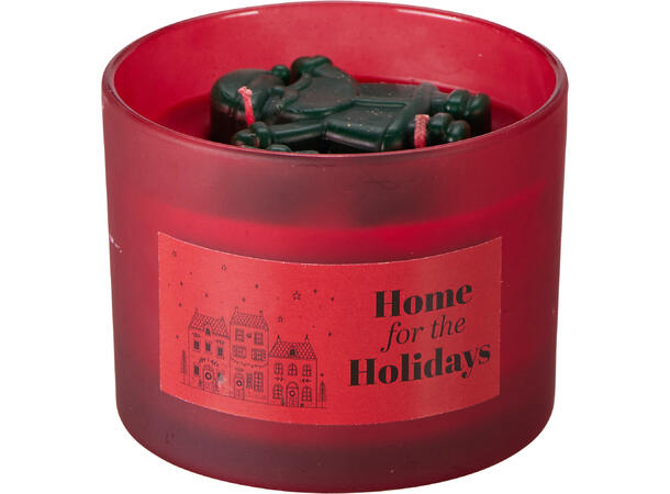 Duftlys m/julefigur 10x7,5cm 3ass Rød Grønn Hvit Brenntid 38t 