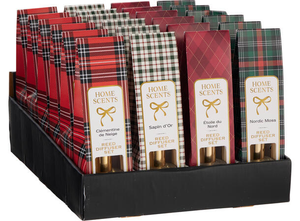 Duftolje glass rutet 5,5x21cm 50ml 4ass Display 24stk 