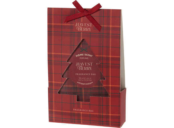 Duftpose 2stk juletre rutet 9x14,5cm 2as Rød Grønn Duft: Høstbær Skog 