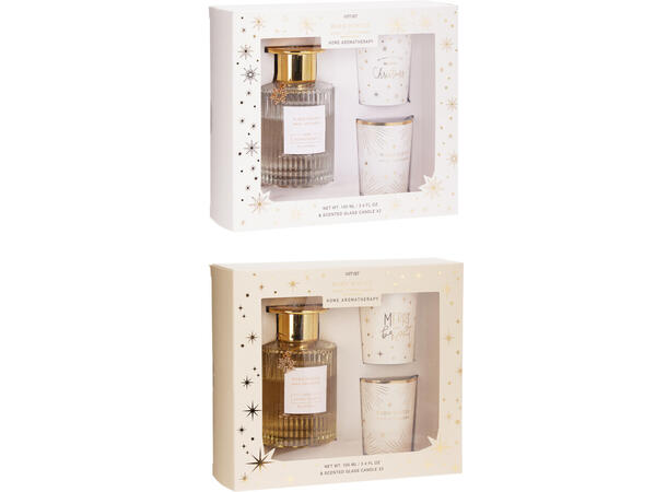 Duftsett 100ml olje Duftlys 2ass 5x6cm Voks:45gram Brenntid:10timer 