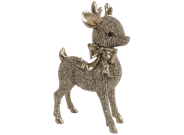 Dådyr glitter gull 9x6x15/ 12x6x9cm 2ass Forpk12stk Polyresin 