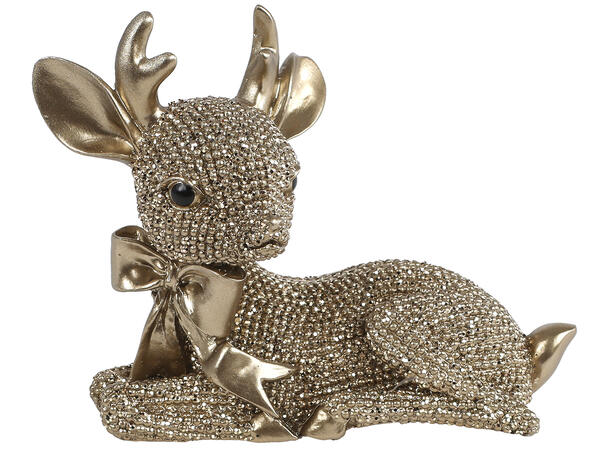 Dådyr glitter gull 9x6x15/ 12x6x9cm 2ass Forpk12stk Polyresin 