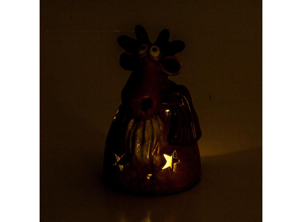 Elg sittende brun keramikk telys 10x15cm 