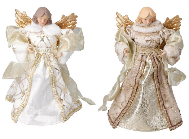 Engel kjole m/gull 18x30cm 2ass Hvit/Krem Polyester/PE 