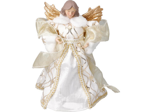 Engel kjole m/gull 18x30cm 2ass Hvit/Krem Polyester/PE 