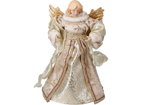 Engel kjole m/gull 18x30cm 2ass Hvit/Krem Polyester/PE 