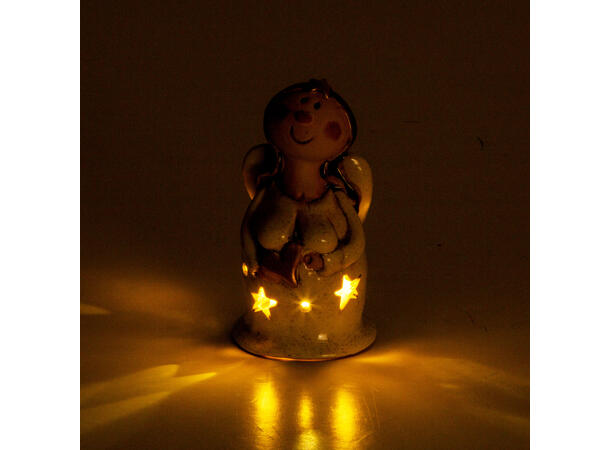 Engel krem m/gull keramikk LED 11cm Batteri: 2xLR44 