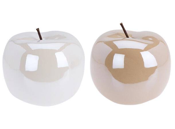 Eple keramikk hvit/beige 4,5x4cm 2ass Display med 24stk 