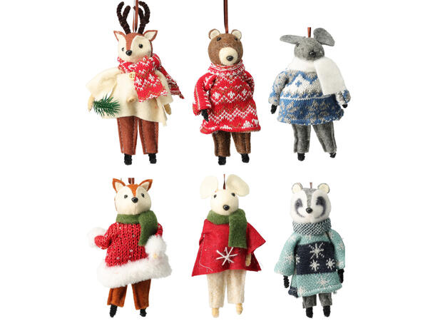 Figur dyr av filtstoff 11x15cm 6ass Display med 12stk 