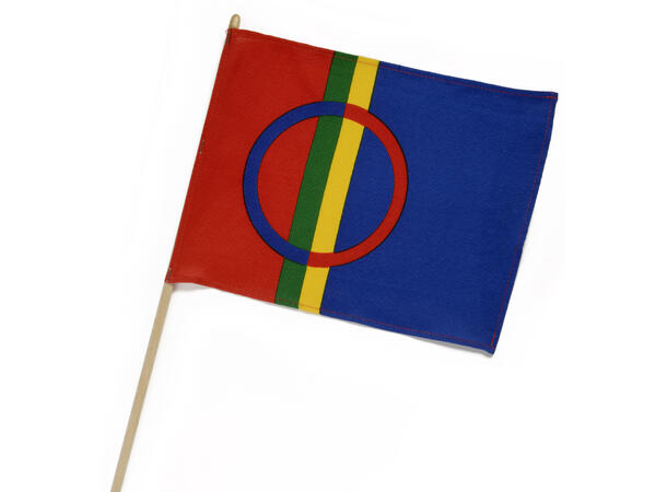 Flagg Sameflagg 20x15,5cm trepinne 60cm Skoleflagg Samisk 