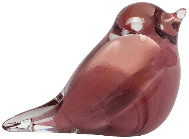 Fugl burgunder-rosa glass 11x6x7,5cm 