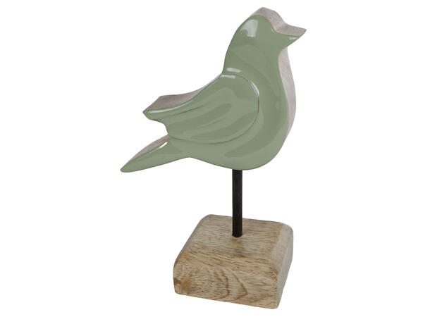 Fugl m/pinne mango grønn/natur 14x9x5cm 