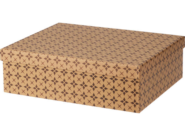 Gaveeske m/lokk kraft m/mønster 31x24x9cm 34x27x10cm 36x30x11cm 