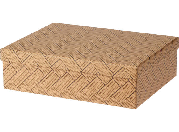 Gaveeske m/lokk kraft m/mønster 31x24x9cm 34x27x10cm 36x30x11cm 