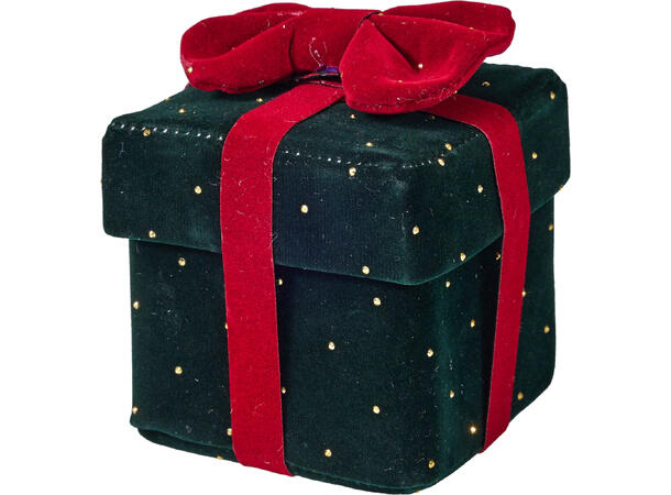 Gaveeske med sløyfe 9x9x10cm 3ass Rød/burgunder/grønn m/gull Poly 