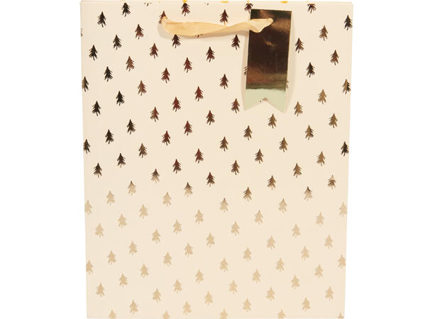 Gavepose Juletre 32x26x10cm 3ass Rød Grønn Krem 