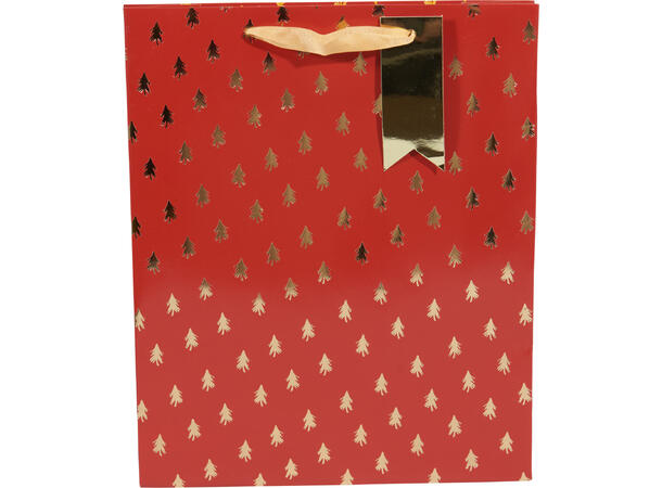 Gavepose Juletre 32x26x10cm 3ass Rød/grønn/krem 