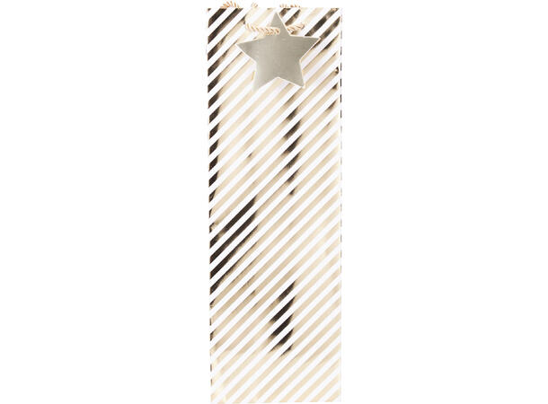 Gavepose flaske hvit/gull 12x36cm 4ass 