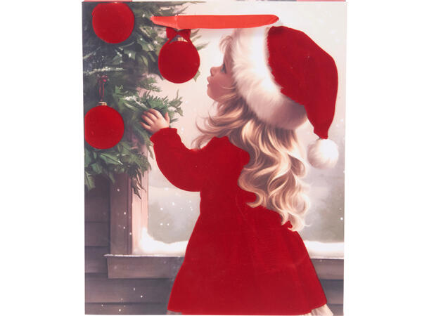 Gavepose nissejente 26x10x32cm 3ass Fløyelsfinish 