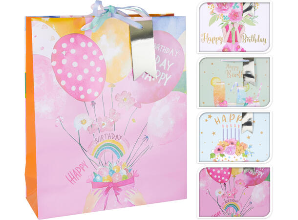 Gavepose stor 32x26x10cm 4ass 190 g papir 