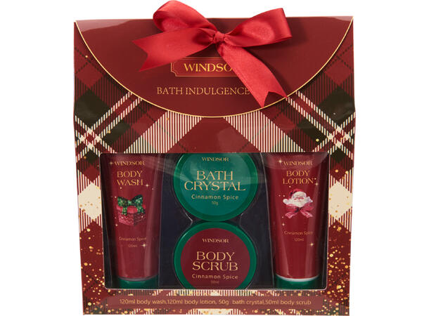 Gavesett dusjsåpe lotion krystall skrubb 4 deler 120ml 50ml 