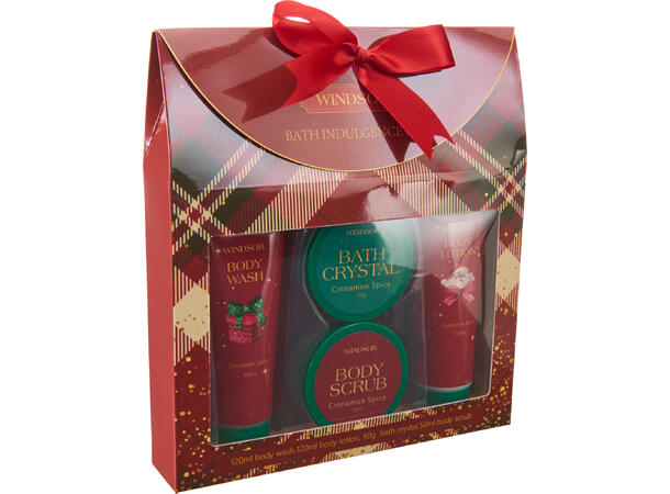 Gavesett dusjsåpe lotion krystall skrubb 4 deler 120ml 50ml 